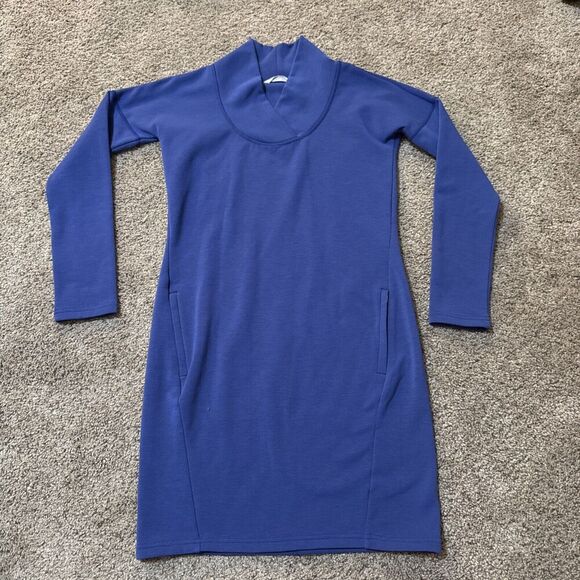 Athleta Dresses & Skirts - ATHLETA Cozy Karma Sweatshirt Dress Tunic‎ Blue Fleece Lined XXS Athleisure Warm